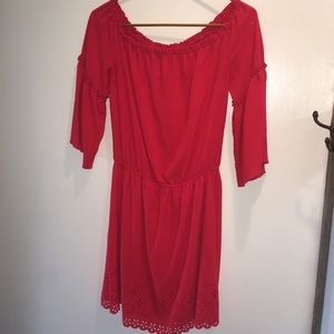 Red off-the shoulder dress